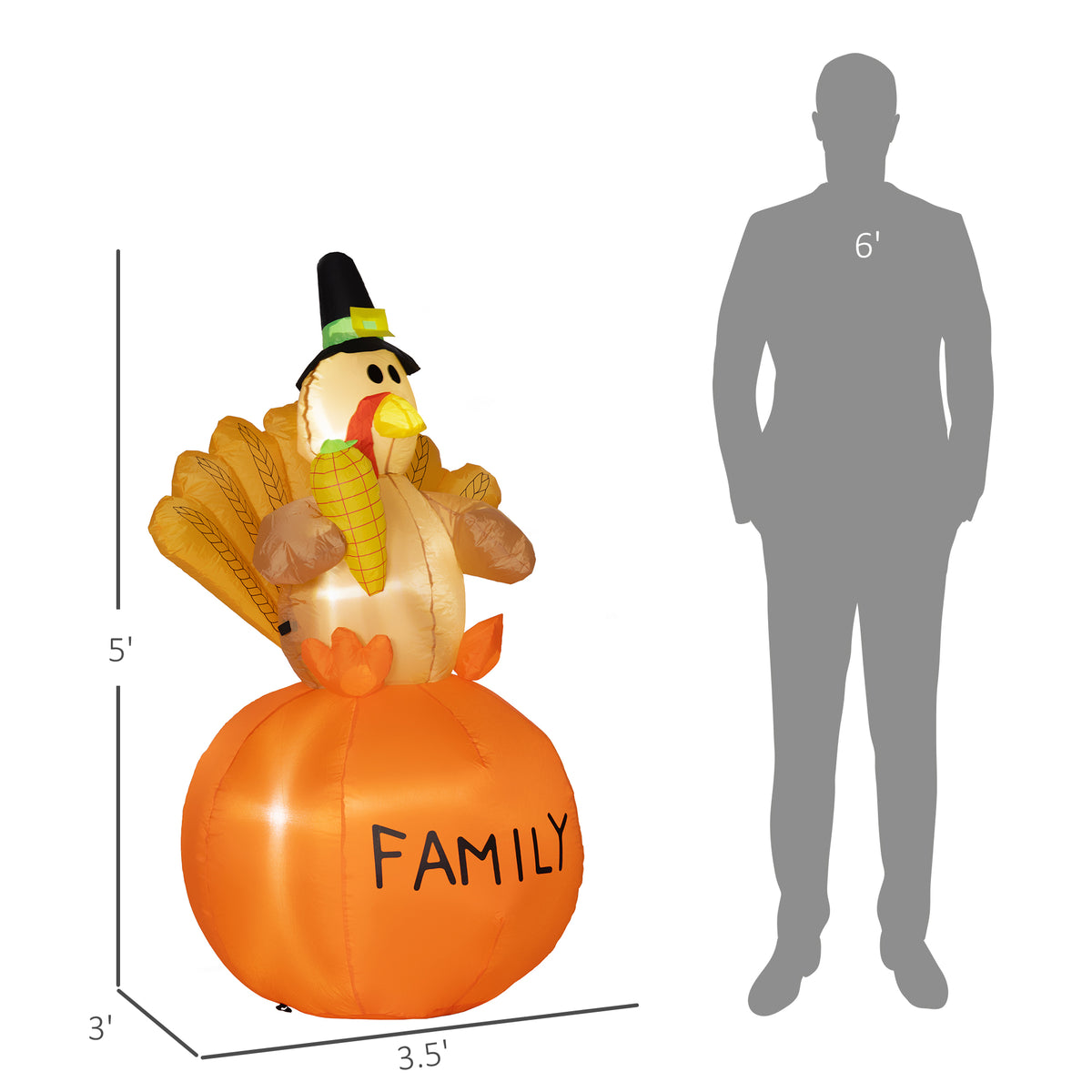 4.9 ft Inflatable LED Turkey